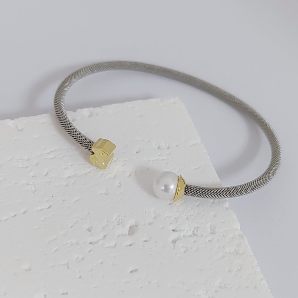 Tous Silver and Gold Bracelet with Pearl